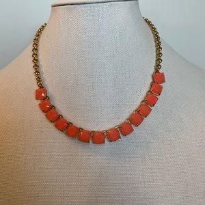 Kate Spade coral orange pink Squared Away Stones Collar Necklace